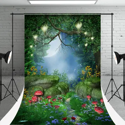 Night Agaric Forest Greenery Photo Sweep Backdrop - Aperturee