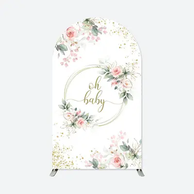 Aperturee Floral Oh Baby Theme Baby Shower Theme Arch Backdrop | Diy Arch Backdrop Cover | Custom Arched Wall Covers | Chiara...