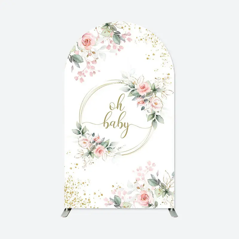 Aperturee Floral Oh Baby Theme Baby Shower Theme Arch Backdrop | Diy Arch Backdrop Cover | Custom Arched Wall Covers | Chiara...