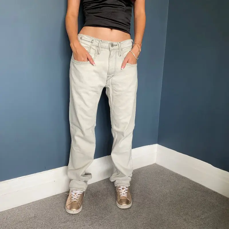 513 Levis Skinny Trousers - 31W UK 12 Grey Cotton