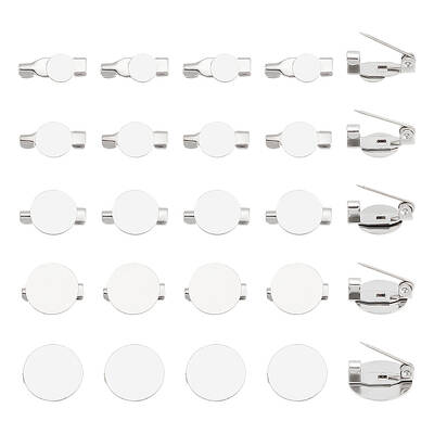 50Pcs 5 Style 316 Surgical Stainless Steel Brooch Base Settings