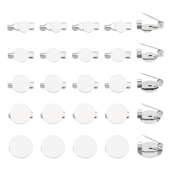 50Pcs 5 Style 316 Surgical Stainless Steel Brooch Base Settings