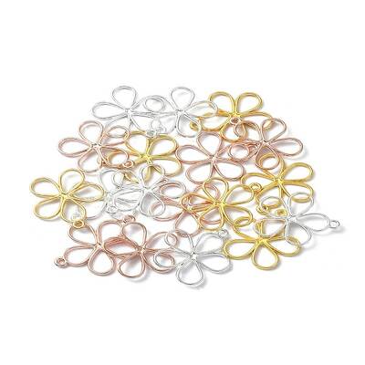 30Pcs 3 Colors Alloy Hollow Pendants