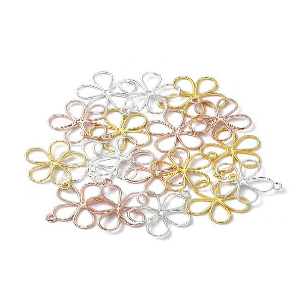 30Pcs 3 Colors Alloy Hollow Pendants