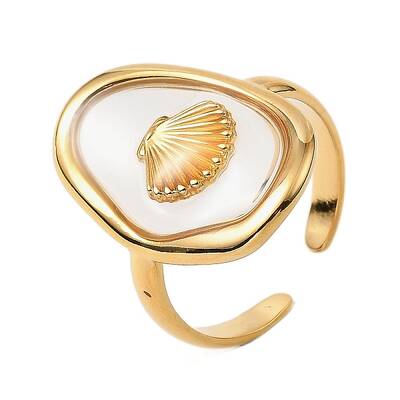 Oval with Shell Shape Resin Finger Rings