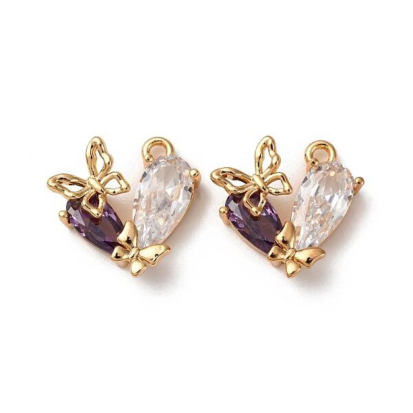 Brass Micro Pave Cubic Zirconia Charms