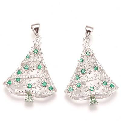 Brass Micro Pave Cubic Zirconia Pendants