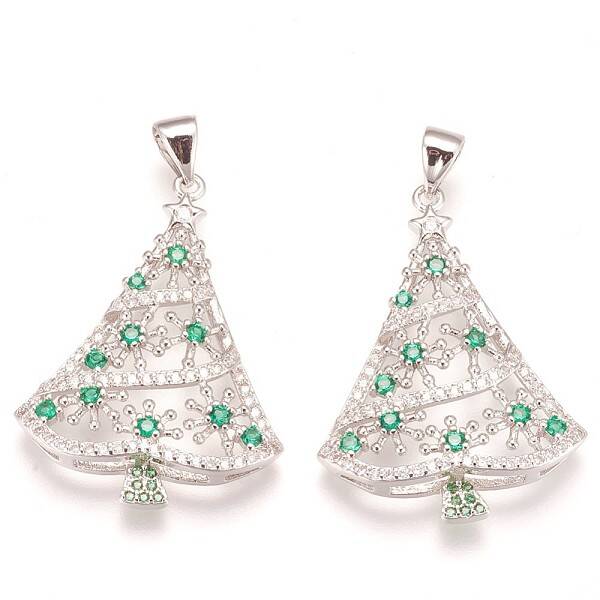 Brass Micro Pave Cubic Zirconia Pendants