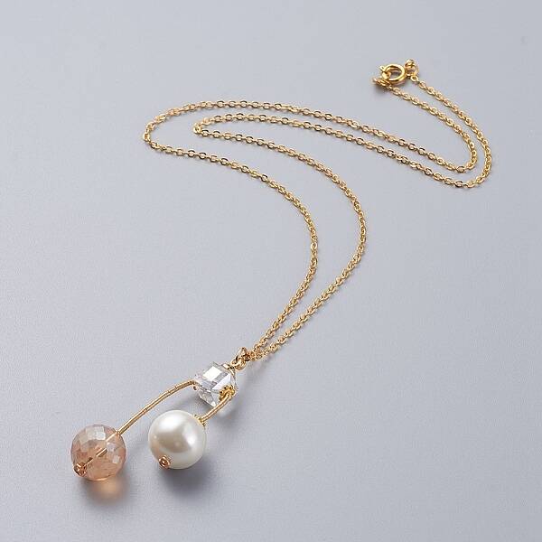 Eco-Friendly Glass Pearl & Glass Beads Pendant Necklaces