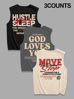 Men's Letter & Graphic Print Sleeveless Top, Regular Fit Casual Tank Top for Summer, Men's Top for Daily Wear, Graphic Tee