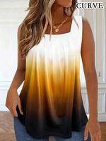 【Plus Size】 Ombre Print Tank Top, Casual Sleeveless Top for Summer, Women's Plus Clothing for Daily Wear, Tops for Women