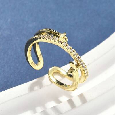 Brass Micro Pave Cubic Zirconia Cuff Rings