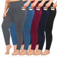 3 Pack Plus Size Leggings for Women with Pockets Stretchy XL-5XL Tummy Control High Waist Womens Leggings Workout Yoga Pants ...