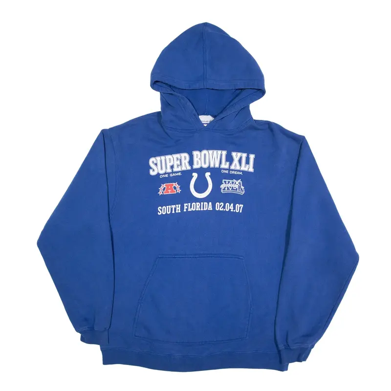 REEBOK Indianapolis Colts Hoodie Blue Pullover Mens M