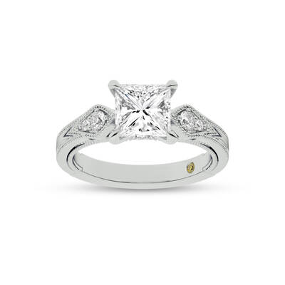 Vesta Vintage Inspired Princess Cut Lab Grown Diamond Engagement Ring | 14K White Gold 3 1/4 CT. TW.