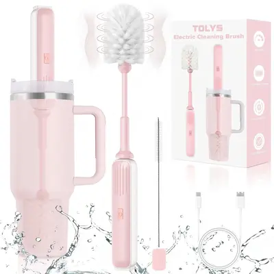 3 in 1Electric Water Bottle Brush Set,Long Handle Bottle Brush with Straw Brush,Kitchen Cleaning Tool for Tumblers, Mugs, Gla...