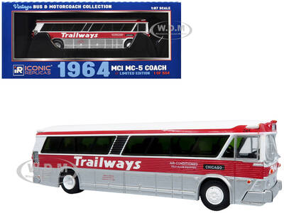 1964 MCI MC-5A Coach Bus Trailways Chicago White with Red Stripes Vintage Bus & Motorcoach Collection Limited Edition to ...