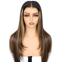OQ HAIR 4/27 Honey Blonde Highlight Color Layered Cut Wear Go Glueless Wig Bleached Knots 7x5 Lace Straight Lace Front Wig Pr...