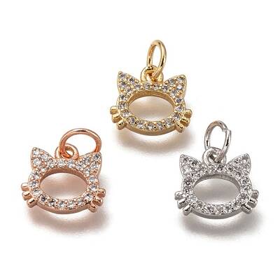 Brass Micro Pave Clear Cubic Zirconia Charms