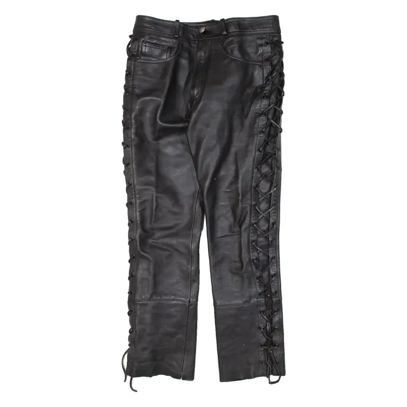 IXS Womens Leather Trousers Black Slim Straight W30 L27