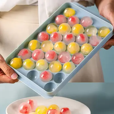 33-grids Ice Cube Tray with Lid, 1 Count Large Capacity Ice Cube Tray for Freezer, Ice Cube Mold, Ice Ball Making Mold, Ice B...