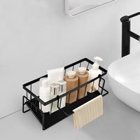 DETACHABLE HANGING ROD + TILTING DRAIN PAN | TRANSFORM MESSY SINK TO CLEAN SPACE (MATTE BLACK)\