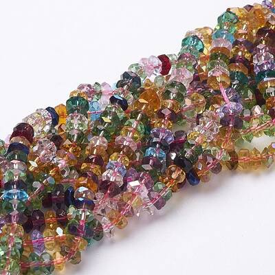 Faceted Glass Rondelle Beads Strands