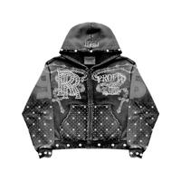 Profit Club rhinestone zip up hoodie Menswear Sweatshirts