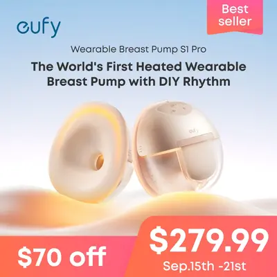 Eufy S1 & S1Pro Heated Wearable Breast Pump, Hands-Free Breast Pump with Industry-Leading HeatFlow Tech, App-Controlled OptiR...