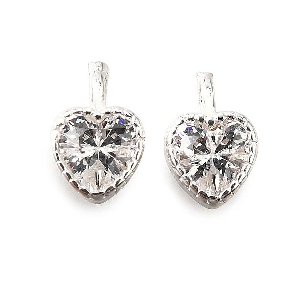 925 Sterling Silver Pave Clear Cubic Zirconia Charms
