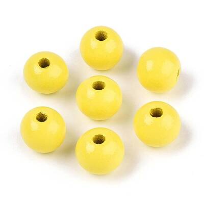 Spray Painted Round Natural Schima Wood Beads