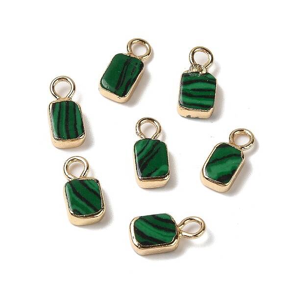 Natural Malachite Rectangle Charms