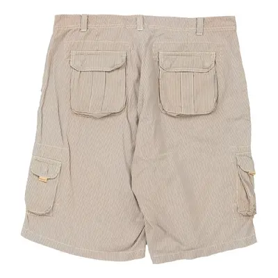 Ganesh Striped Cargo Shorts - 36W 12L Beige Cotton
