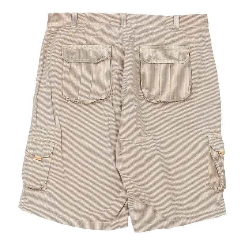 Ganesh Striped Cargo Shorts - 36W 12L Beige Cotton