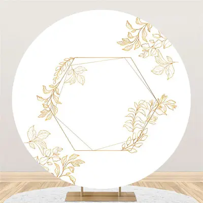 Aperturee Golden Leaves Simple Circle Backdrop For Wedding Event | Grad Party Backdrop | Photo Backdrop For Grad Party | Pers...
