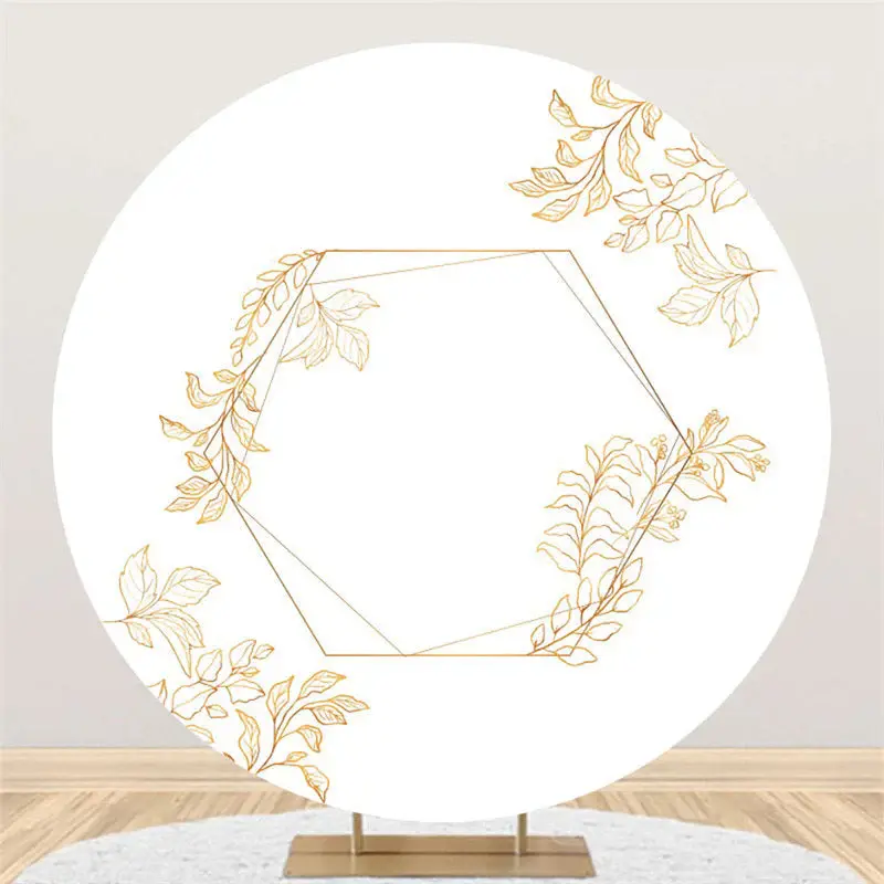 Aperturee Golden Leaves Simple Circle Backdrop For Wedding Event | Grad Party Backdrop | Photo Backdrop For Grad Party | Pers...