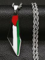 Vintage Colorblock Map Design Statement Necklace for Men & Women, Twist Rope Design Chain Necklace, Trendy Stainless Steel Ne...