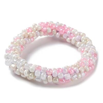 Crochet Glass Beads Braided Stretch Bracelet