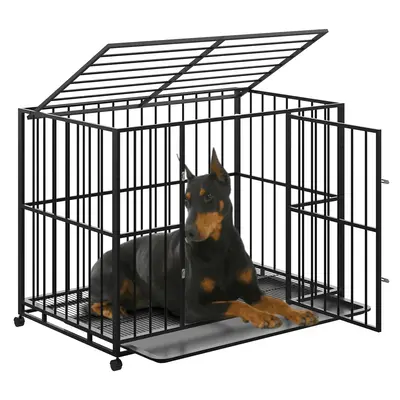 Garvee 48 Inch Dog Crate for Large Sized Dogs, Heavy Duty Stainless Steel Indoor Kennel Escape-Proof with Wheels and Removabl...