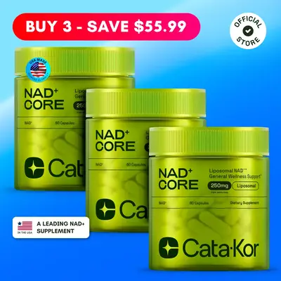 Cata-Kor NAD+ Core - 3x 250mg NAD Supplement - 180 Capsules - Boost Vital NAD+ Levels - Healthcare & Fitness - Official Store...