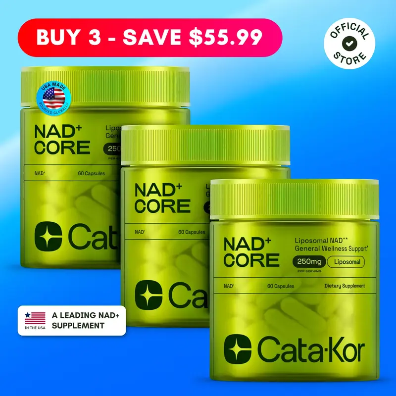 Cata-Kor NAD+ Core - 3x 250mg NAD Supplement - 180 Capsules - Boost Vital NAD+ Levels - Healthcare & Fitness - Official Store...