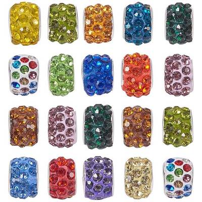 Polymer Clay Rhinestone European Beads