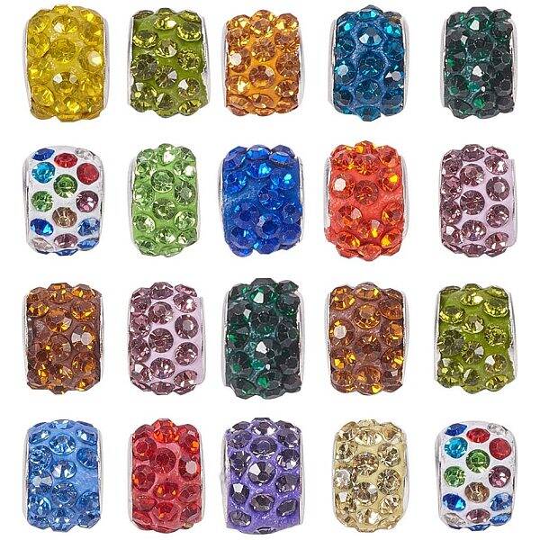 Polymer Clay Rhinestone European Beads