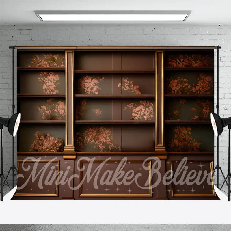 Vintage Brownflower Pattern Cabinet Wall Backdrop - Aperturee