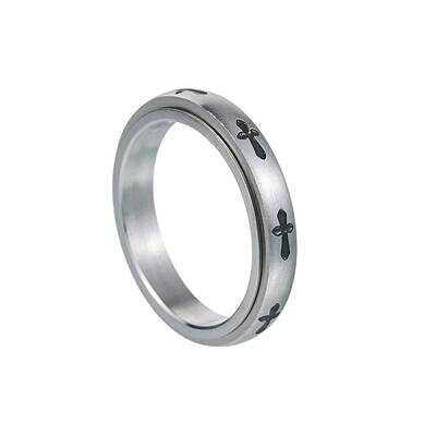 Cross Stainless Steel Rotating Finger Ring