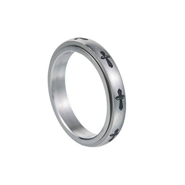 Cross Stainless Steel Rotating Finger Ring