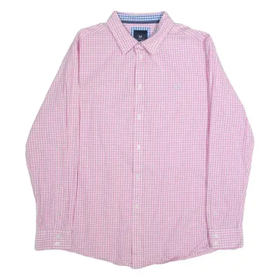 CREW CLOTHING Mens Shirt Pink Gingham Long Sleeve 2XL