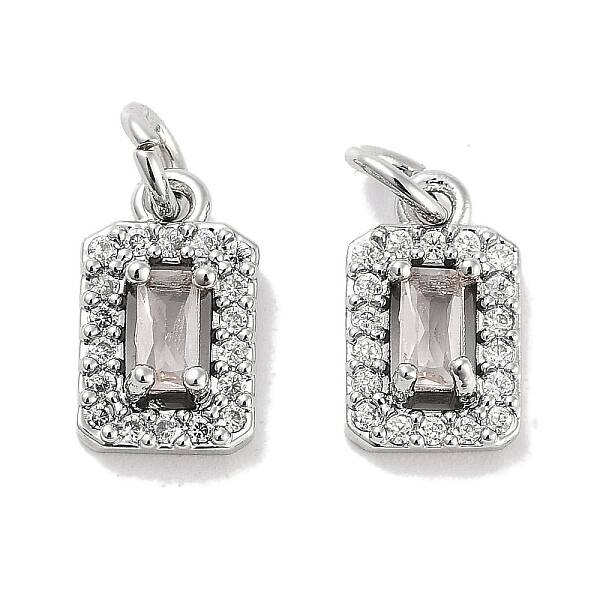 Brass Micro Pave Cubic Zirconia Charms