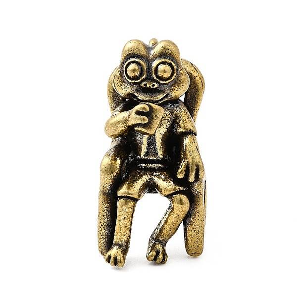 Brass Frog Miniature Figurines Statues for Home Office Desktop Ornament