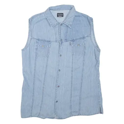 TEDDY'S JEANS Womens Shirt Blue Collared Sleeveless XL